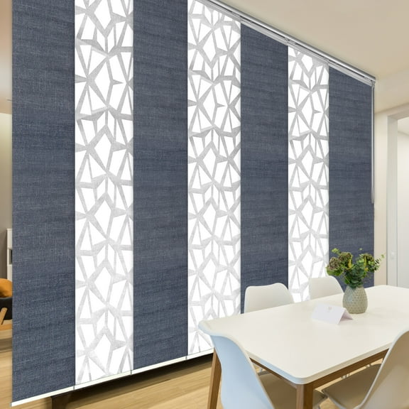 Domovina 7 Panel Track Vertical Blinds, Adjustable 110-153"W x 91.4"H - Splinter/Anan