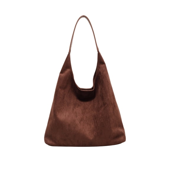 Tanyzvel Faux Suede Relaxed Hobo Tote Wide Shoulder Strap Minimalist Weekender Shoulder Bag for Women