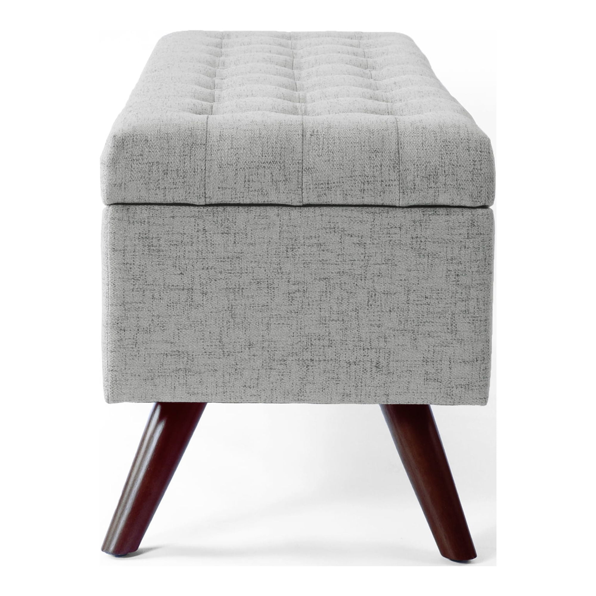 HomePop Modern Tufted Storage Bench, 48"W x 16.25"D x 18.5"H, Gray