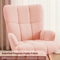 thumbnail image 6 of FERPIT Modern Accent Chair, Upholstered Teddy Velvet Vanity Chair with Arms Tall Back Desk Chair with Solid Wood Legs for Living Room Bedroom Waiting Room, Pink, 6 of 6
