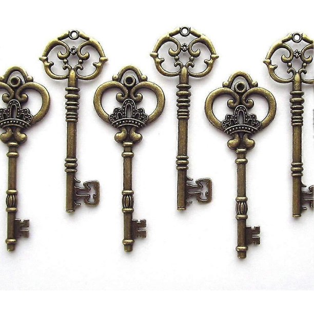 Juego de 20 llaves maestras extragrandes en bronce antiguo (2 estilos) - Llaves de 3 1/4"