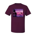 thumbnail image 2 of Wild Bobby, Majestic Dolphins Jumping During Sunset, Animal Lover, Men Graphic Tees, Maroon, 2XL, 2 of 3