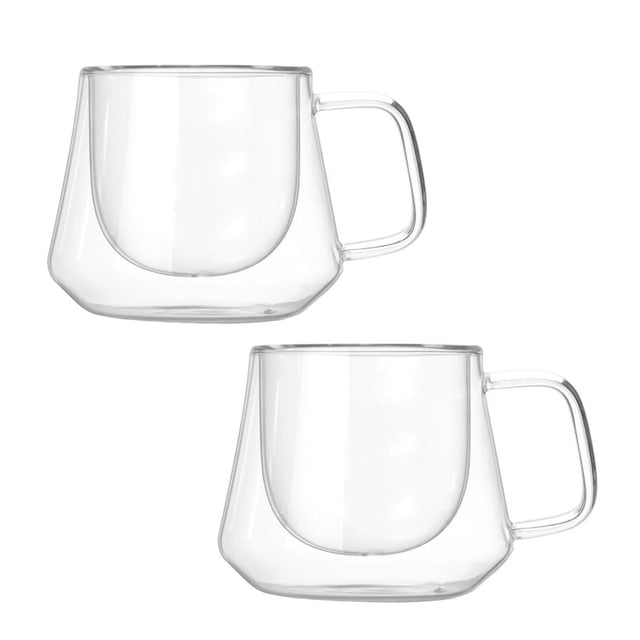 2 tazas de agua de vidrio multiusos de gran capacidad, transparentes y seguras, de doble capa para el hogar.