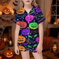 thumbnail image 2 of CAIVO Girls Halloween Pajama Sets Sleepwear 2 Piece Short Sleeve Lapel Button Down Shirts Tops With Shorts For Kids Pjs, 2 of 4