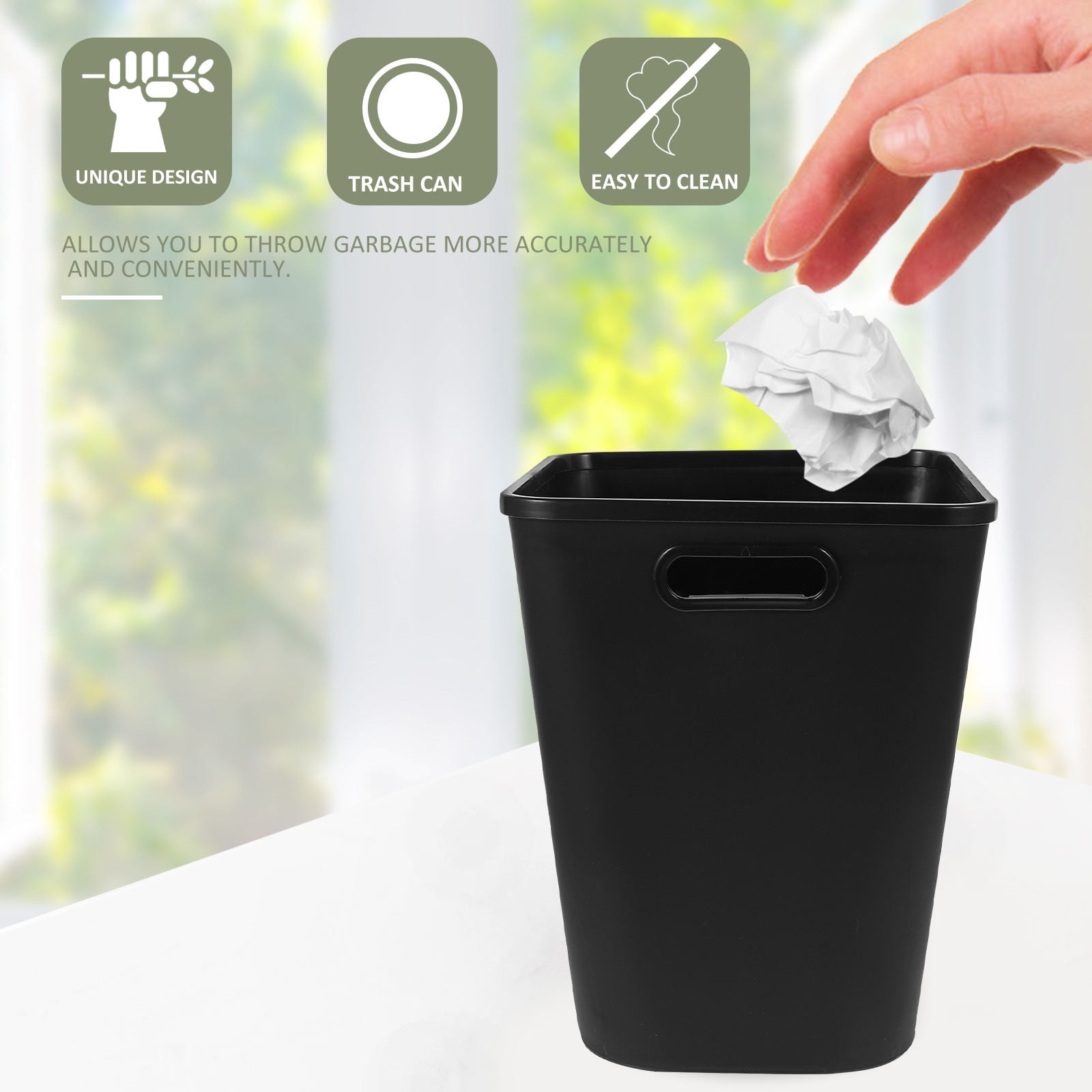 LOLIPPYY Black Bathroom Garbage Can 1 Piece, Compact Trash Bin for Homeowners and Small Spaces