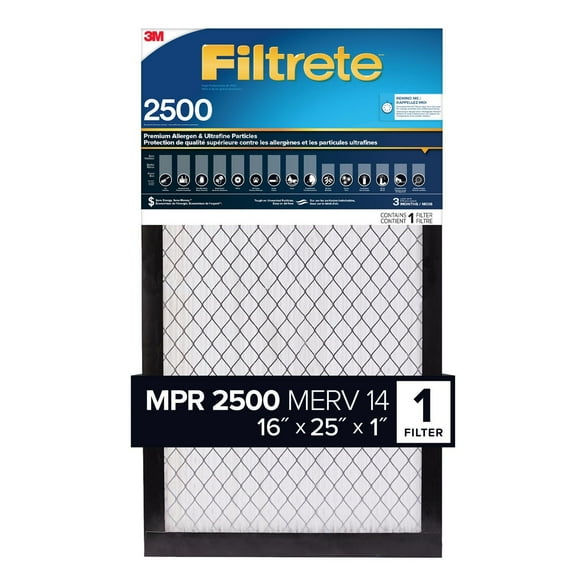 Filtre de qualité supérieure contre les allergènes et les particules ultrafines EAX01DC-6-CA Filtrete(MC), MPR 2500, 40,6 cm x 63,5 cm x 2,5&nbsp;cm (16 po x 25 po x 1 po) MPR2500 40,6cm x 63,5cm x 2,5cm