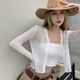 thumbnail image 4 of Cárdigan fino de verano para mujer, cuello en V, floral, con encaje calado, blusas dulces para mujer, cárdigan informal de manga larga, ropa de protección solar para mujer, 4 of 5