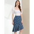 thumbnail image 2 of Unique Bargains Women's Floral Leopard Print Ruffle Midi Skirt, Blue/Yellow, Size S, 2 of 6