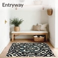 thumbnail image 3 of ODIKA 5' x 7' Machine Washable Non-Slip Area Rug, Baroque Leaf High Traffic Rug, Black, 554158, 3 of 7