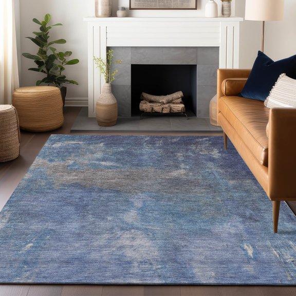 Addison Rugs Machine Washable Indoor/ Outdoor Abstract Solid Chantille Rug 10'x14' - Blue