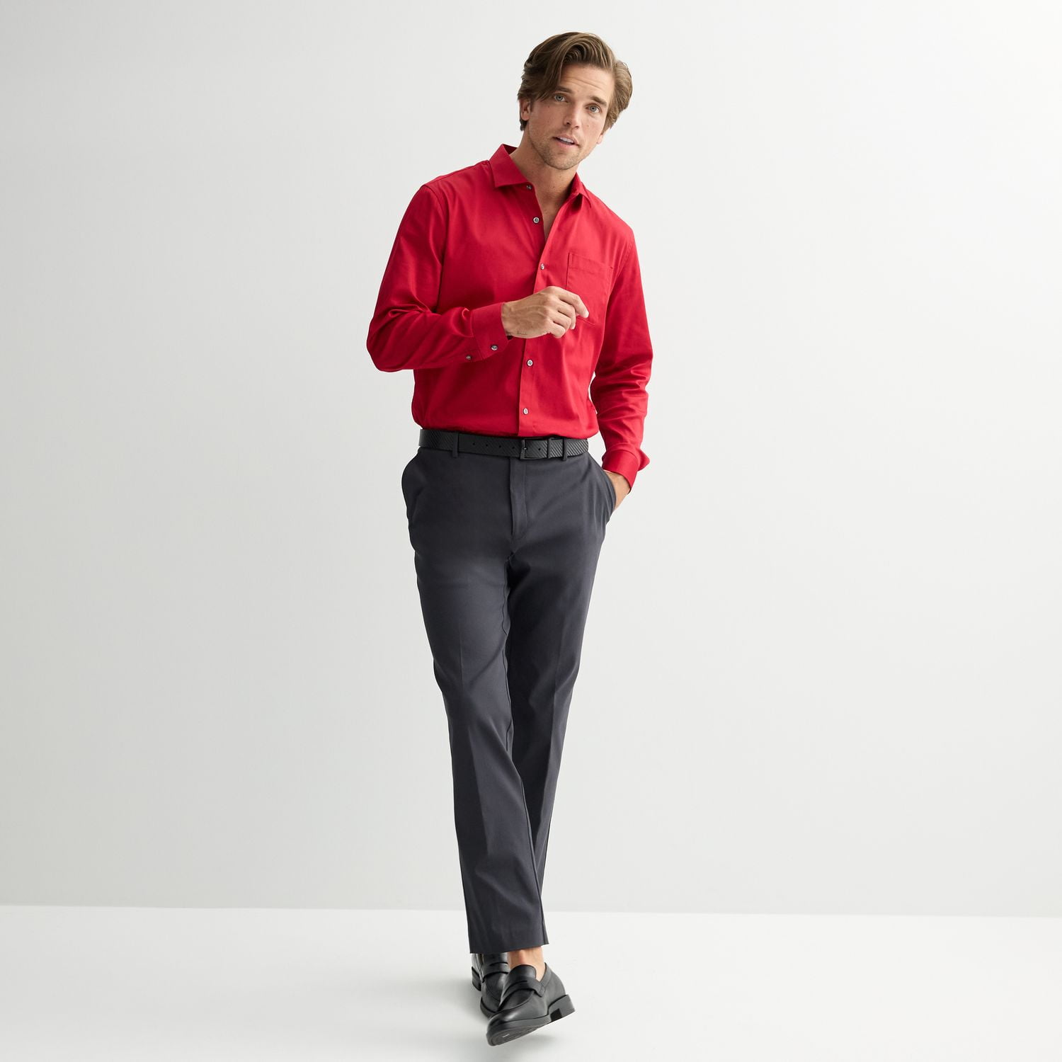white christmas dresses Men's Blue Textured Cotton Slim Fit Formal Shirt With Double Cuffs