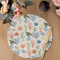 thumbnail image 3 of Nautical Coastal Round 13 Inch Placemats Set of 2, Watercolor Ocean Turtle Coral Starfish Beige HeatResistant Non Slip Place Mats for Dining Table, Wipeable Kitchen Table Mats for Housewarming, 3 of 9