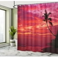 thumbnail image 4 of Ambesonne Ocean Shower Curtain, Tropical Island Beach Palms, 69"Wx75"L, Red, 4 of 4