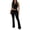 Black, variant on Women's 2 Piece Outfits Sleeveless Crop Tank Top and High Waisted Flared Pants Set Casual Tracksuit Brown S