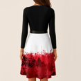 thumbnail image 6 of Women's Halloween Dress Candy Witch Hat Crew Neck Hepburn Cocktail Retro Dress Long Sleeve 1950s Classic Cute Tea Length Dress with Belt L, 6 of 7