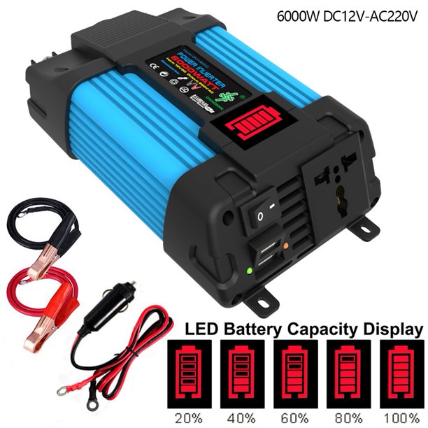 CF 110V/220V 4000W/6000W Inversor De Energía Del Coche Pantalla LED Dual USB Carga Rápida Capacidad De Voltaje Convertidor huangjie unisex