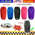 thumbnail image 3 of Dobrev Silicone Cover Holder Fob Rubber Skin Protector Keyless Remote Control Smart Car Case for 2013 2014 2015 2016 2017 Ford Fusion Key   black and pink, 3 of 4