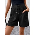 thumbnail image 5 of DOKOTOO Women Bermuda Shorts Summer Rolled-up Shorts with Pockets High Waist Drawstring Shorts Black XL US16-18, 5 of 11
