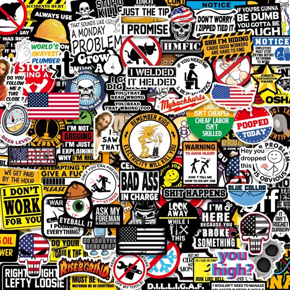 FuraHa Hard Hat Stickers, 150 Pack Vinyl Stickers for Mechanics, Electricians, Military