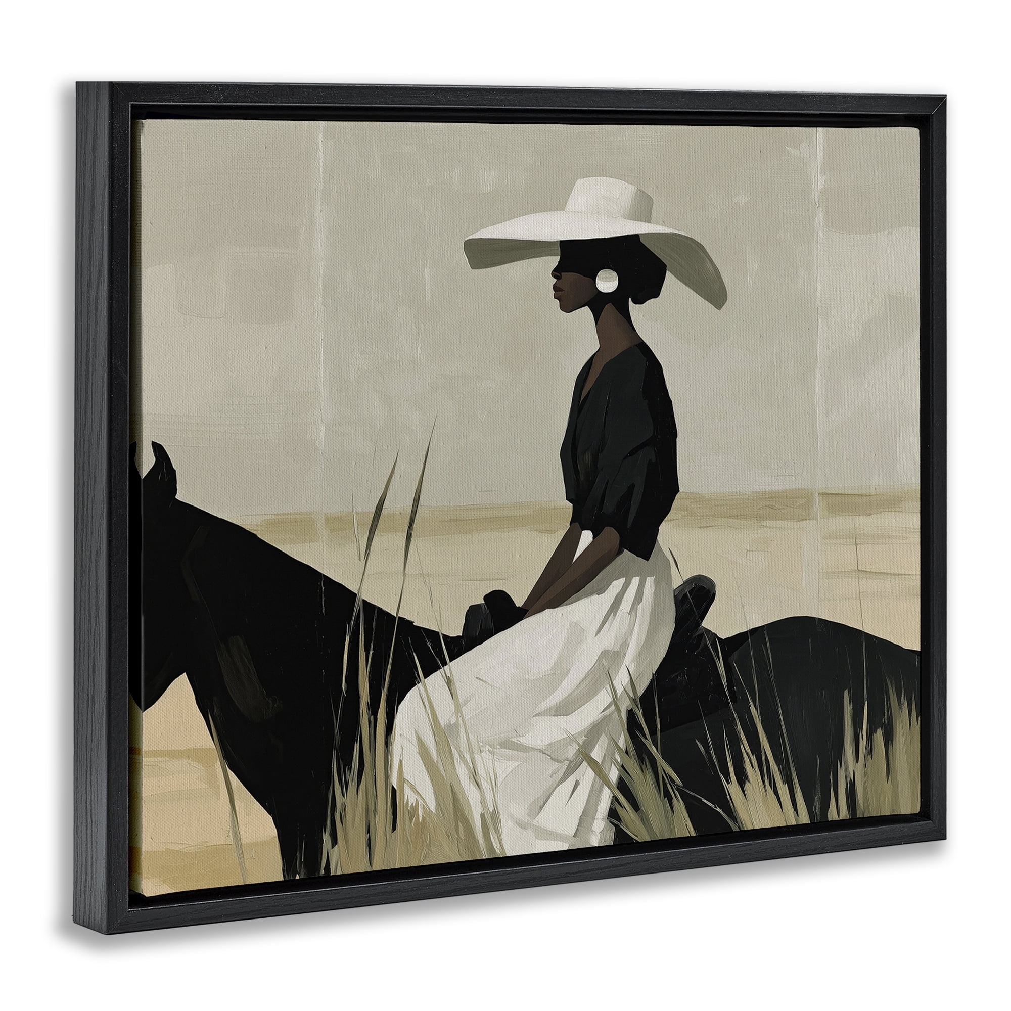 Stupell Industries Equestrian Elegance Silhouette Black Framed Floater Canvas Wall Art, design by Svetlana Aleynikova