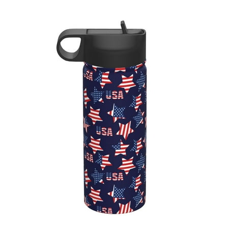 

Tideii American Stars for 18OZ Insulated Space Bottle Stainless Steel Water Cup with Straw Suitable for Outdoor Sports Unisex