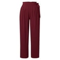 thumbnail image 4 of Women's Wide Leg Casual Pants Summer High Waist Side Tie Knot Lightweight Loose Flowy Beach Trousers With Pockets Women Pants Casual plus Size plus Size Pants for Women A Women Pants Track Pants Wide, 4 of 5