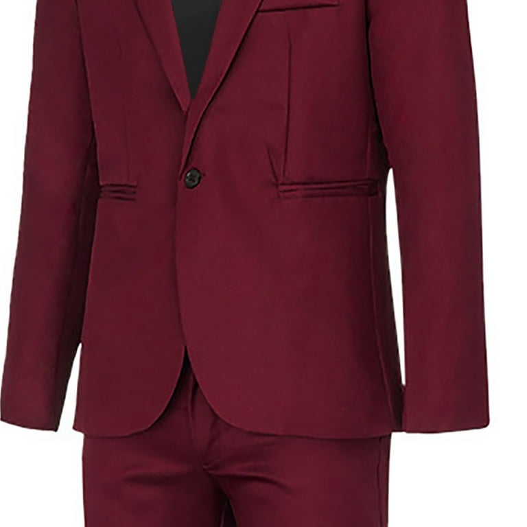 Uorcsa Soft Suit Two-Piece Daily Mens Set Wine, Men's, Size: Large, Red