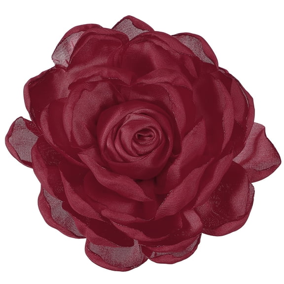 Flowers Hair Clips, Satin Rose Brooch Pin, Floral Brooch Hairpin for Women Wedding, Dark Red