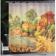 thumbnail image 3 of Ambesonne Urban Art Shower Curtain, Painting of a Lake House, 69"Wx70"L, Multicolor, 3 of 4