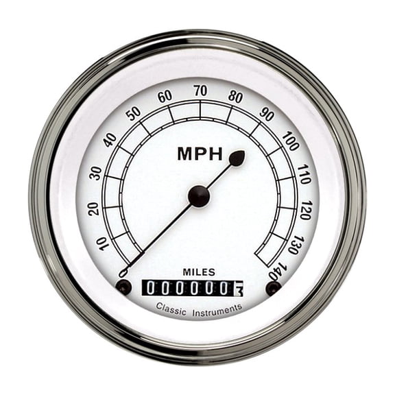 Classic Instruments CW55SLF Classic White 3-3/8 Speedometer Gauge