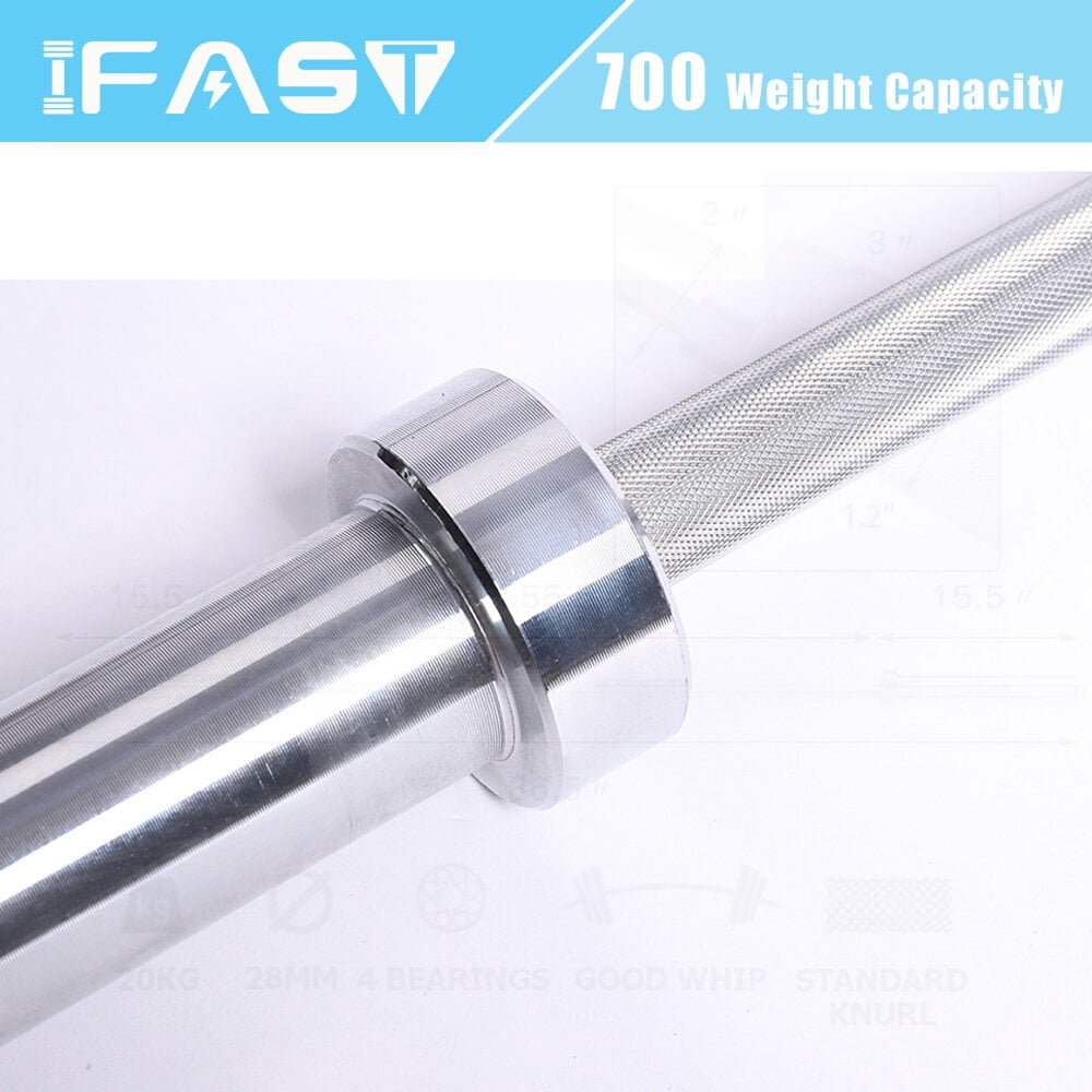Home Gym Equipment, Barbell Bar for 2" Olympic Plates, Home Gym Weightlifting Bar 4Ft Solid Weight Bar 5Ft Fitness Training Curl Barbell 7.2Ft, Silver Exercise Equipment,Fitness Equipment