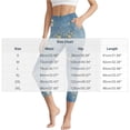 thumbnail image 3 of CBASIHI Womens Floral Denim Capri Leggings with Pockets- Elastic High Waisted Tummy Control Workout Casual Fitness Yoga Pants Chamomile Size S-3XL, 3 of 8