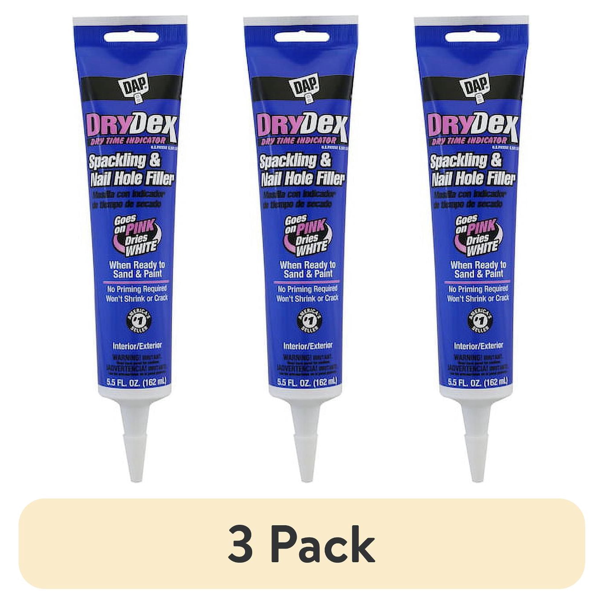 (3 pack) DAP DryDex 5.5 oz Pink/White Dry Time Indicator Spackling Plaster All Purpose Filler