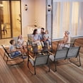 thumbnail image 6 of Noelse 8 Piece Outdoor Patio Furniture Set, Textilene Conversation Set with 4 Rocking Chairs, 2 Loveseats and 2 Glass Coffee Tables, Weather-Resistant, Grey, 6 of 10