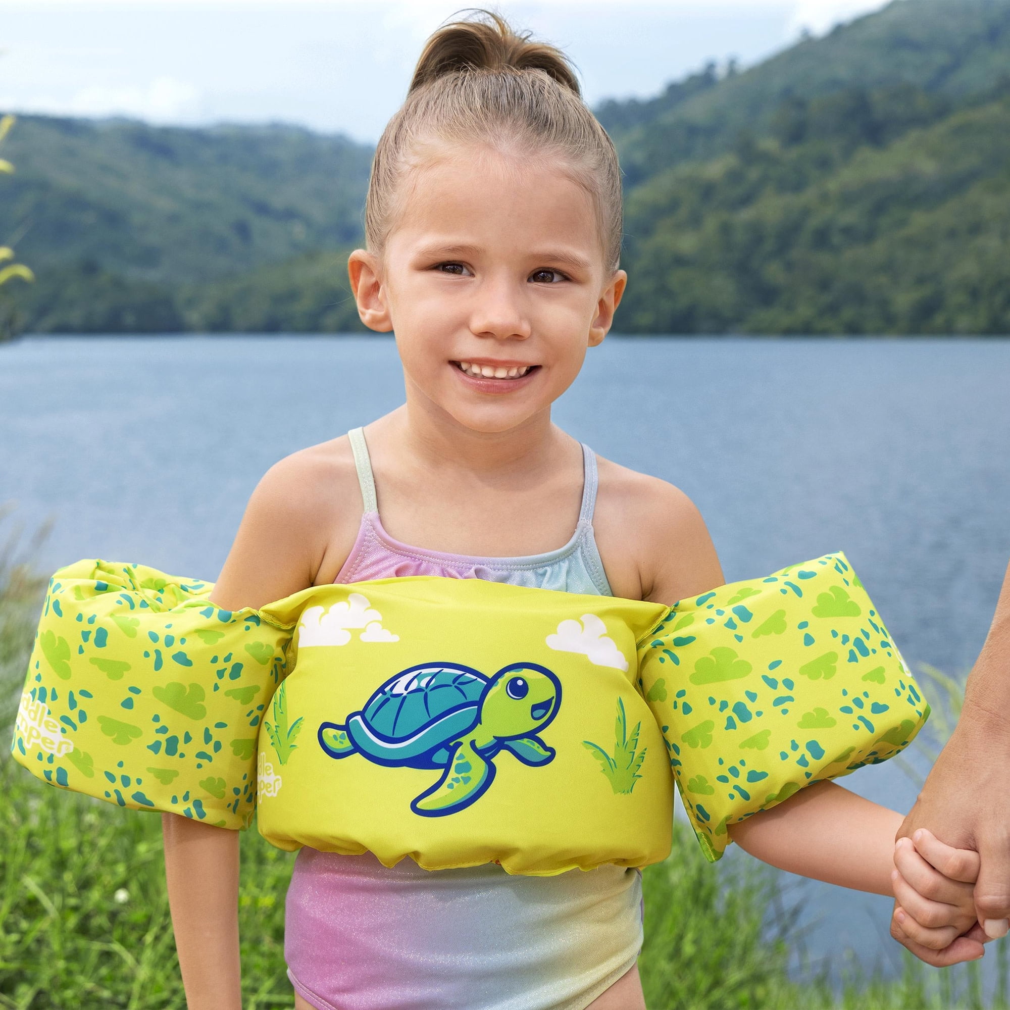 Puddle Jumper: Fabric Life Vest With Armbands - Turtle - Float Jacket, Swim & Water Accessory, Adjustable Back Buckle, 33-55lb Cap, Toddlers & Kids 2+