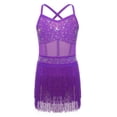 thumbnail image 6 of iiniim Girls Sparkly Rhinestone Tassel Dress Latin Jazz Ballroom Salsa Dance Leotard Fringe Skirted Purple 12, 6 of 7