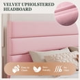thumbnail image 3 of Amolife Full Bed Frame, Platform Bed Frame with Velvet Upholstered Slat Headboard, Pink, 3 of 7