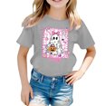 thumbnail image 4 of Tisuna Halloween Crewneck Tops For Girls Child Ghost Print Short Sleeve Pullover Shirts Cute Fashion Kids Clothes Grey 4-5 Years, 4 of 4