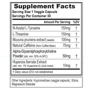 Mind and Memory Support Brain Supplement for Energy & Focus - Nootropic Brain Booster Pills with L-Theanine, L-Tyrosine & Natural Caffeine - EVL FocusMode Vitamin Supplement 30 Servings