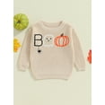 thumbnail image 2 of FEORJGP Toddler Girls Boys Halloween Clothes 0 3M 6M 9M 12M 18M 2T 3T Infant Baby Long Sleeve Sweater Crew Neck Knitted Jumpers Pumpkin Ghost Spider Ln Cozy Chunky Cable Tops for Fall Winter, 2 of 7