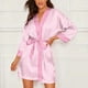 thumbnail image 1 of Batas Talla Lencería Mujer Seda Raya Bata Satén Albornoz Ropa de Dormir Pijamas Mujer, 1 of 9