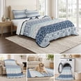 thumbnail image 6 of King Quilt Set 96''x106'', Blue Striped Lightweight Bedspread Coverlet Set with 2 Pillow Shams, Boho Modern Geometric Abstract Art Ethnic Breathable All Season Quilt Bedding for Bedroom/Guest Room, 6 of 9