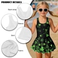 thumbnail image 6 of Xixirimido Clovers Black Print Girls Swimsuit Sleeveless One Piece Skirted Swimwear Modest Hawaiian Bathing Suit for Beach Water Park Kids Swim Dress for St. Patrick's Day, 8-9 Years, 6 of 7