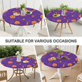 thumbnail image 7 of Purple Halloween Pumpkins Bats and Spiders Round Fitted Tablecloth with Elastic Edge,Dining Table Cover Waterproof,Outdoor Round Tablecloth for Camping,Dining,Indoor and Outdoor, 7 of 7