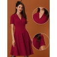 thumbnail image 2 of Vestido retro vintage Allegra K de manga corta con cuello en V y botones Rojo XL, 2 of 5