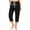 Black, variant on Women's Cotton Capri Pants, Elastic Waist Multiple Pockets Summer Drawstring Hiking Cargo Capris Beige Size 2XL