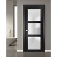 thumbnail image 5 of Solid French Door Frosted Glass 32 x 84 inches | Lucia 2552 Matte Black | Single Regular Panel Frame Trims Handle | Bathroom Bedroom Sturdy Doors, 5 of 7