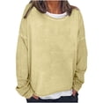 thumbnail image 2 of Tdoqot Womens Solid Color Sweatshirt- Pullover Casual Crewneck Loose Fit Fall Tunic Tops Yellow Size 2XL, 2 of 5