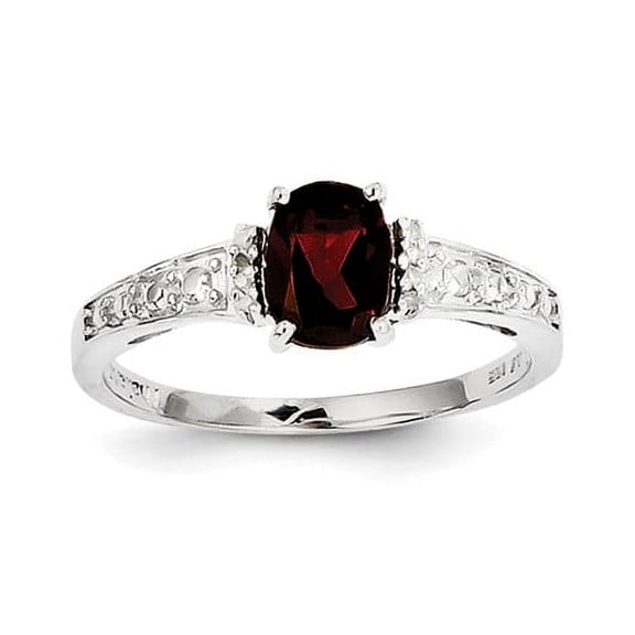 Primal Silver Sterling Silver Rhodium-plated Diamond and Garnet Cushion Ring