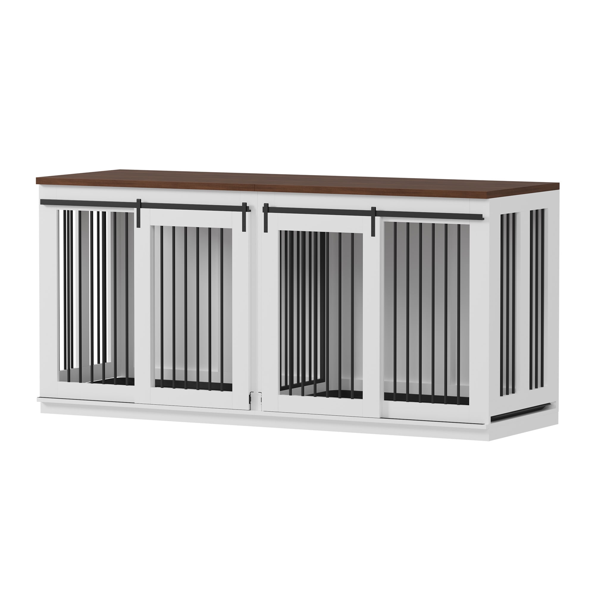 BouPower Dog Crate,Heavy Duty Dog Kennel Furniture For Small Medium Large Dogs,Double-Dog Indoor Wooden Dog Crate Furniture,Anti Escape Dog Cage,Tv Stand,Large Dog Crate Furniture